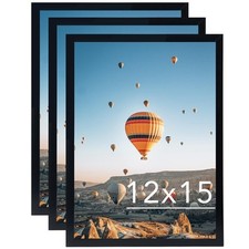 12x15 Black Picture Frame Set of 3, Horizontal and Vertical Formats for Wall ...