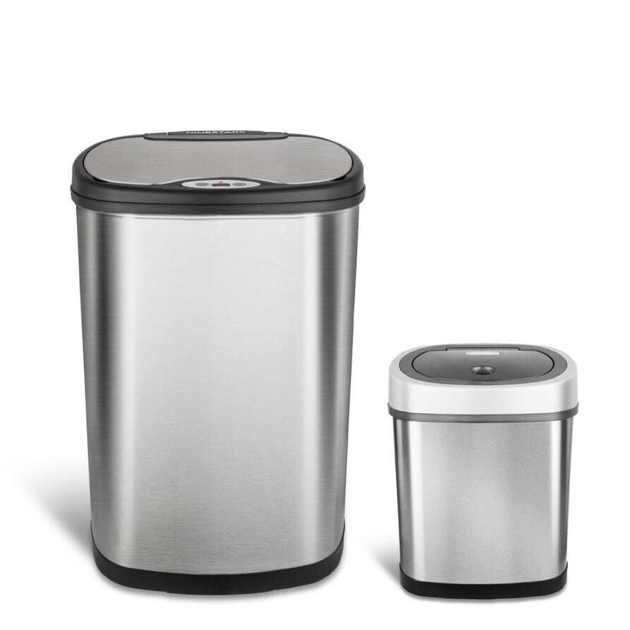 NINESTARS Stainless Steel Motion Sensor Trash Can Combo, 13.2 Gal. & 3 Gal. CB-D