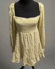 Urban Outfitters Audrey Smocked Off-The-Shoulder Long Sleeve Mini Dress Large