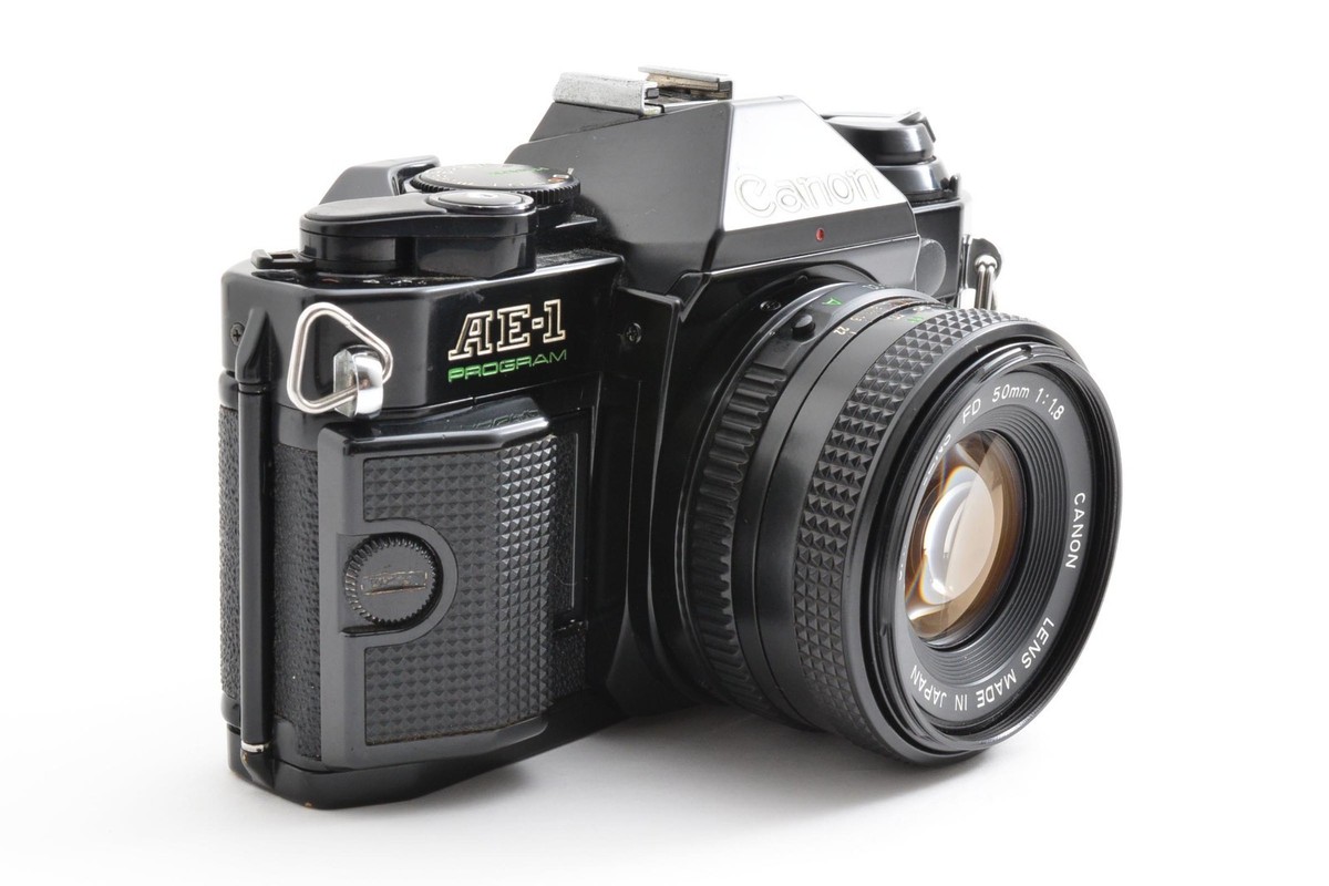 ▶️ Near Mint Canon AE-1 PROGRAM Black Film Camera NFD 50mm f/1.8