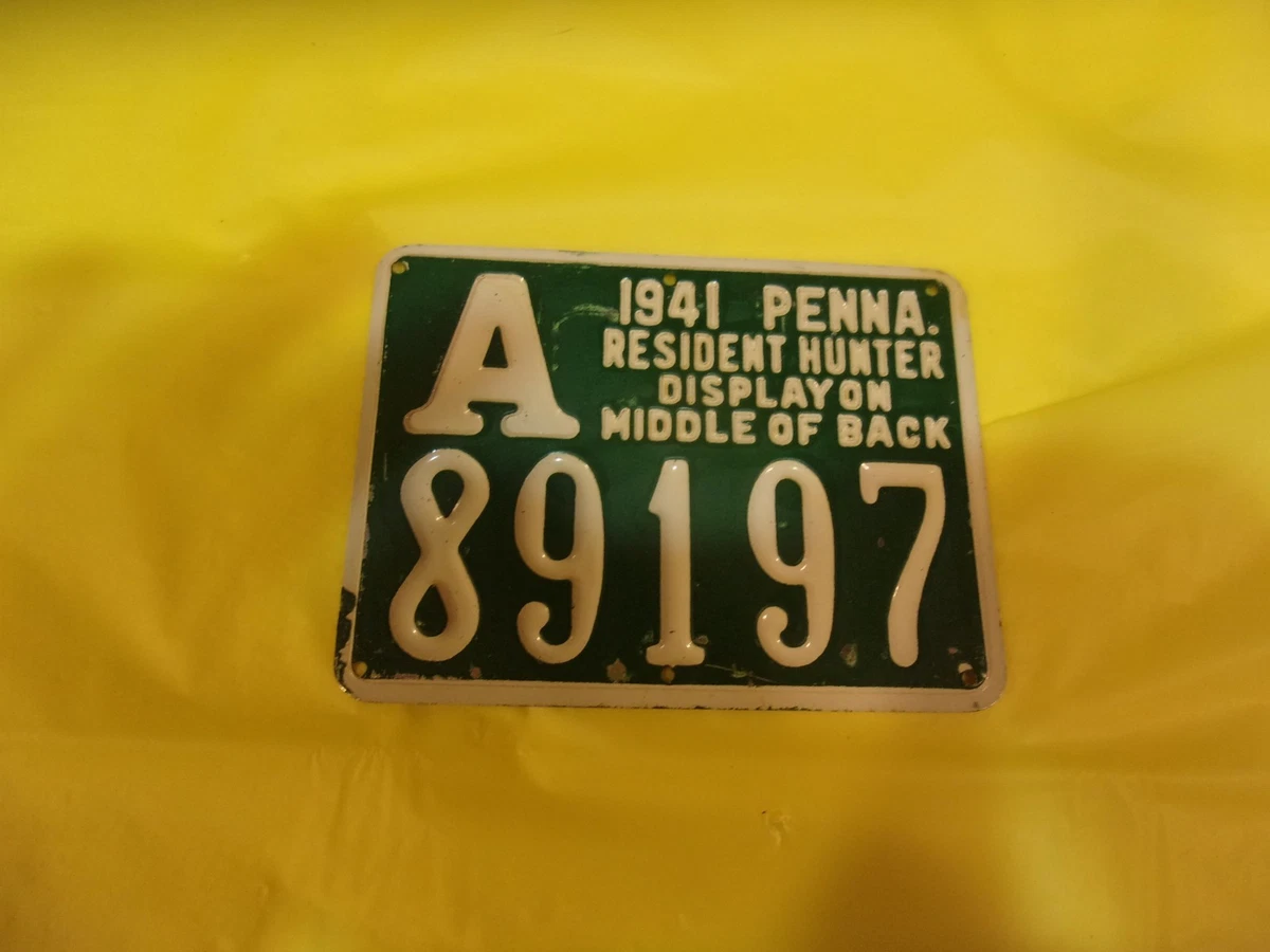 Permis De Chasse Original Pennsylvanie 1938 – Vintage, Tôle, Collection