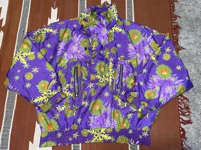 Vtg Bogner Fire & Ice Ski Jacket Pullover 80s 90s Neon Floral Abstract XL