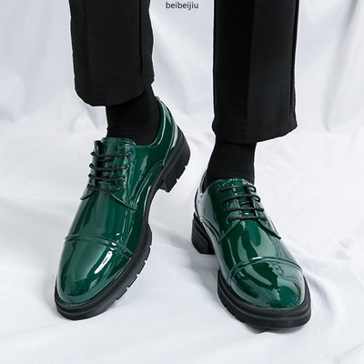 Men's Shiny Faux Leather Dress Derby Lace Up Wedding Glossy Banquet Shoes New