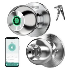 GHome Smart Fingerprint Door Lock, 3 in 1 Knob Silver