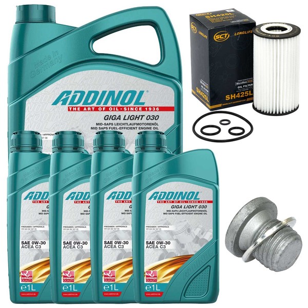 MotoröL Filter Set Addinol 0W-30 9 Liter + Schraube FüR Mercedes R-Klasse W251-image