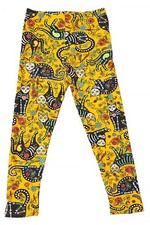 Buttery Soft Kitty Cat Mustard Sugar Skull Kids Leggings