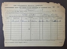 1918 Caledonian Railway Consignment Note Stirling Castle to Falkirk