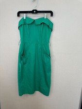 Vintage Hearts Womens Green Dress 9 sweetheart neck cotton pencil mini dress
