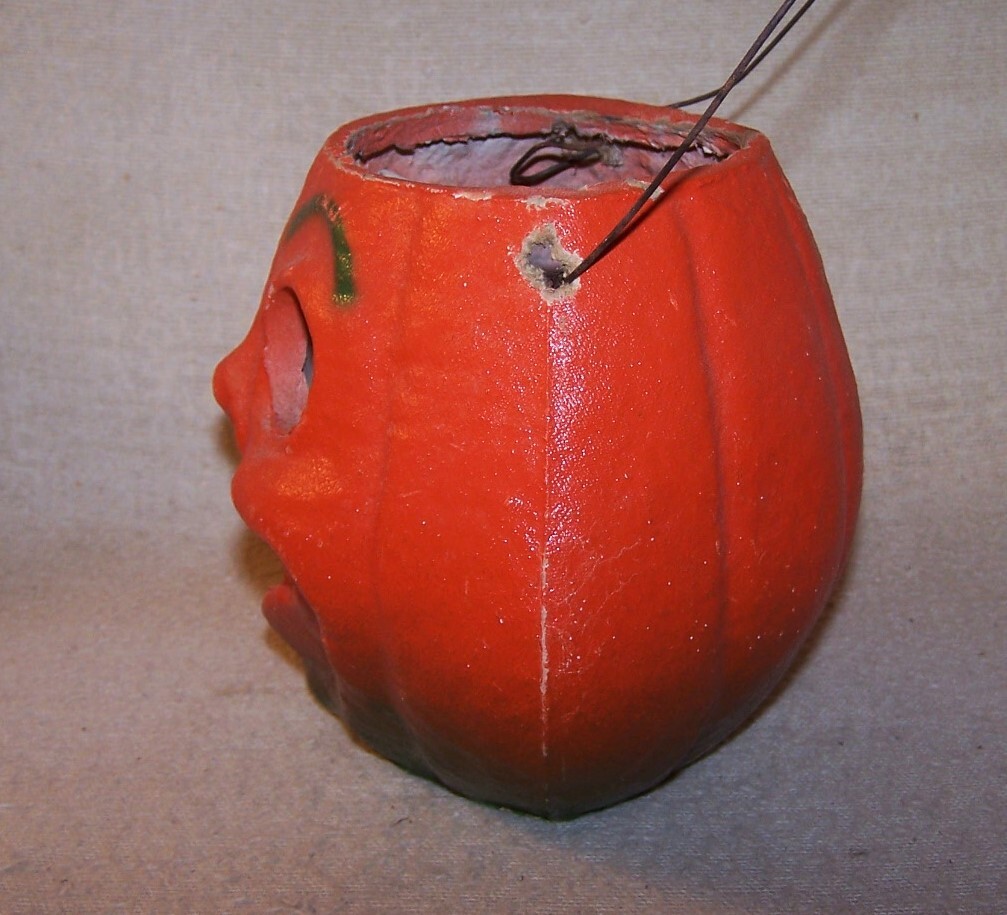 Fine Old Vintage Antique Halloween Paper Mache Pumpkin Jack O Lantern