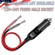 Fused 12V Male Car Cigarette Lighter Plug Socket Connector US