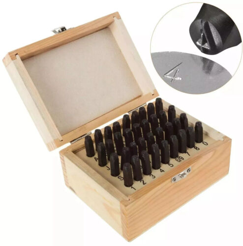 36PC Stamping Punch and Die Letter and Number Set A-Z & 0-9 Symbol Wood Case 3mm