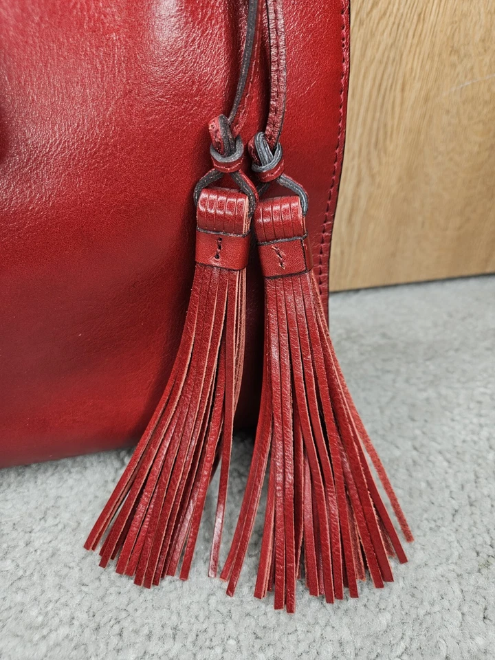 Patricia Nash Rienzo Satchel Bag Purse Red Leather Two Handle Tote - Image 4 of 4