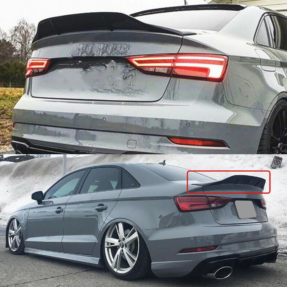 For 2014-20 Audi A3 S3 RS3 8V Sedan Duckbill Trunk Spoiler RT Style Carbon Look Foto 4 de 4