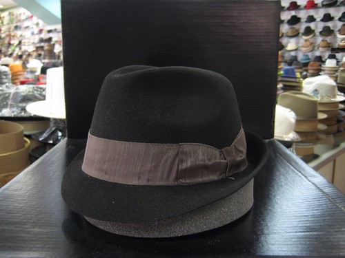 BORSALINO BLACK FUR FELT TRILBY DRESS 