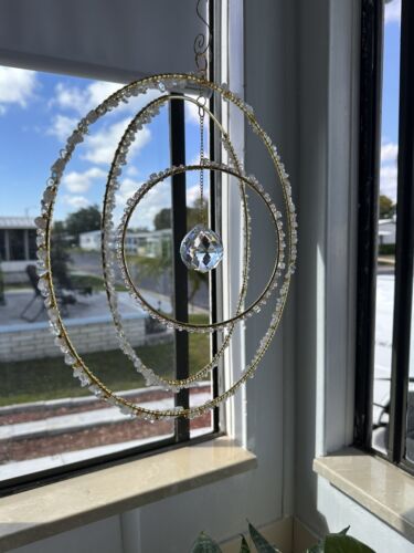 Indoor Sunroom Wind Chimes Sun Catcher Crystals Chip Beads Prism Handmade