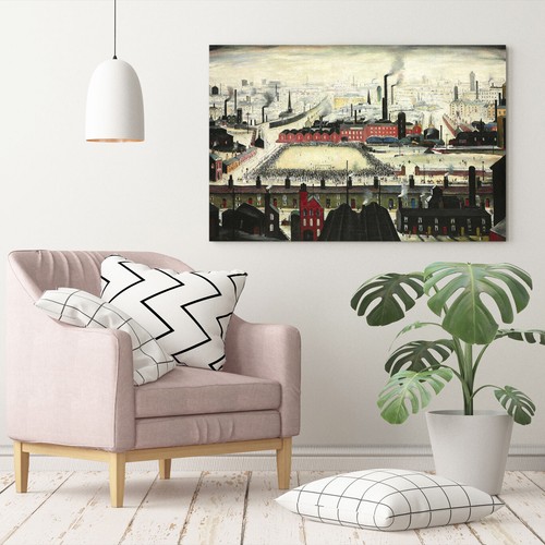 The Football Match CANVAS WALL ART PRINT ARTWORK PAINTING FRAMED LS Lowry Style - Picture 13 of 20
