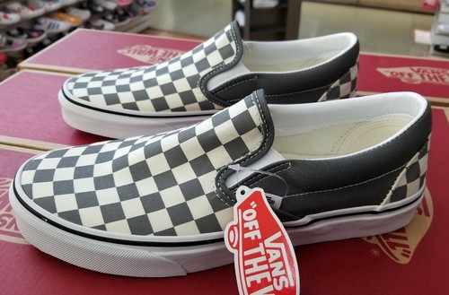 vans checkerboard white slip on