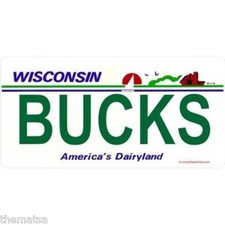 WISCONSIN MILWAUKEE BUCKS NBA BASKETBALL STATE LICENSE PLATE MADE IN USA