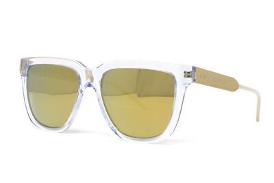 Gucci Sunglasses Men's Square GG0976S-004 Crystal Gold 56mm Gold Lens NEW!