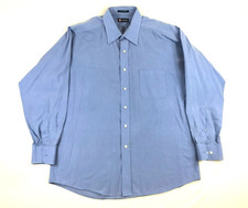 Mens L Chaps Dress Shirt Button Up Light Blue Long Sleeve Adults Cotton Blend