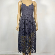 ASTR The Label Women NWT Size Small Lace Overlay A Line Midi in Navy India Ink