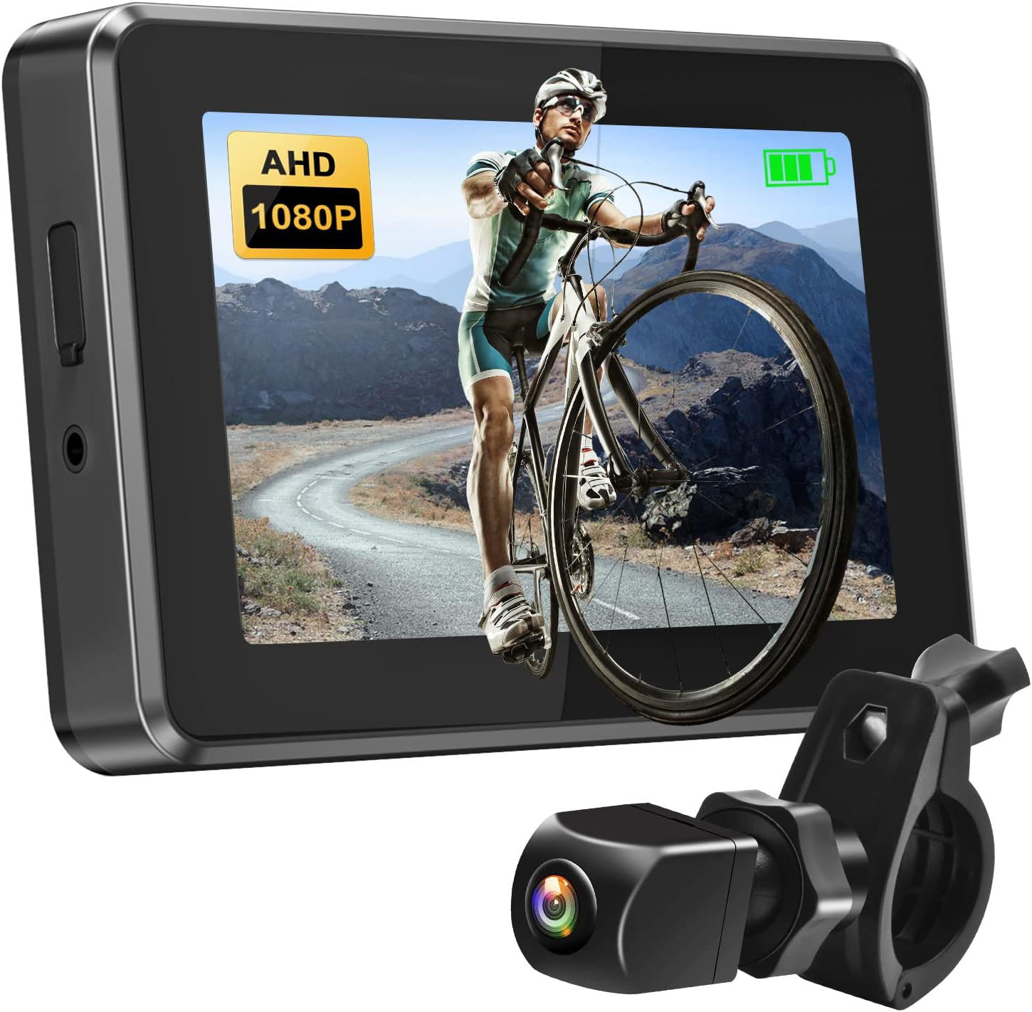 PARKVISION Bike Mirror, 1080P Bicycle Rear View Camera with 4.3"" AHD Monitor,