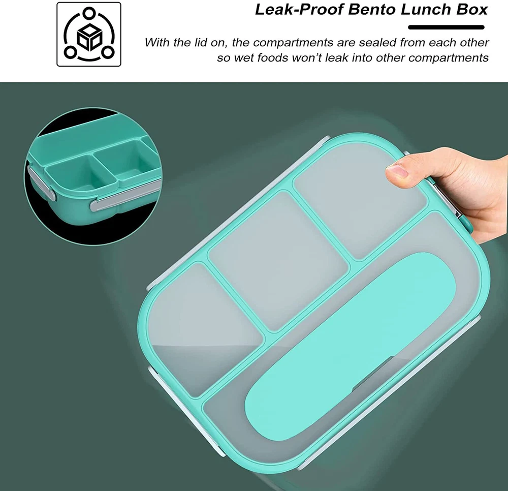 Bento Box Adult Lunch Box 4 Compartments Containers for Adults Kids with Utensil