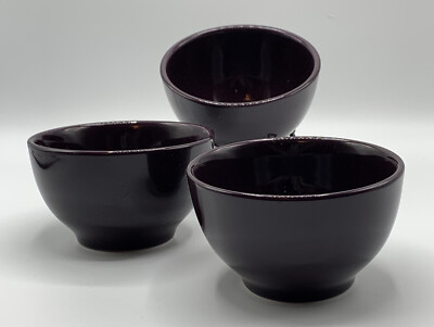 IKEA Dark Purple 219 63 Stoneware 3pc Cereal Bowls Amazingly EXCELLENT  Condition