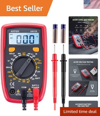 All-in-One Digital Multimeter with Backlit Display for Household and Automotive