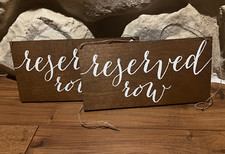 Hanging Wooden Reserved Signs 2 pk; Rustic Style Signs for Events/Weddings