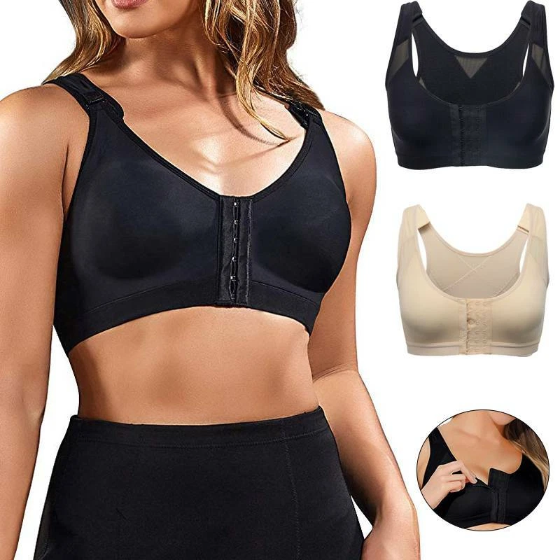 Women Post-Surgical Front Close Sports Bra with Wide Back Support Fitness  Shaper