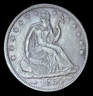 Raw 1854-P Seated Liberty Half Dollar - AU++ Details - Lt Toning - Nice..#515