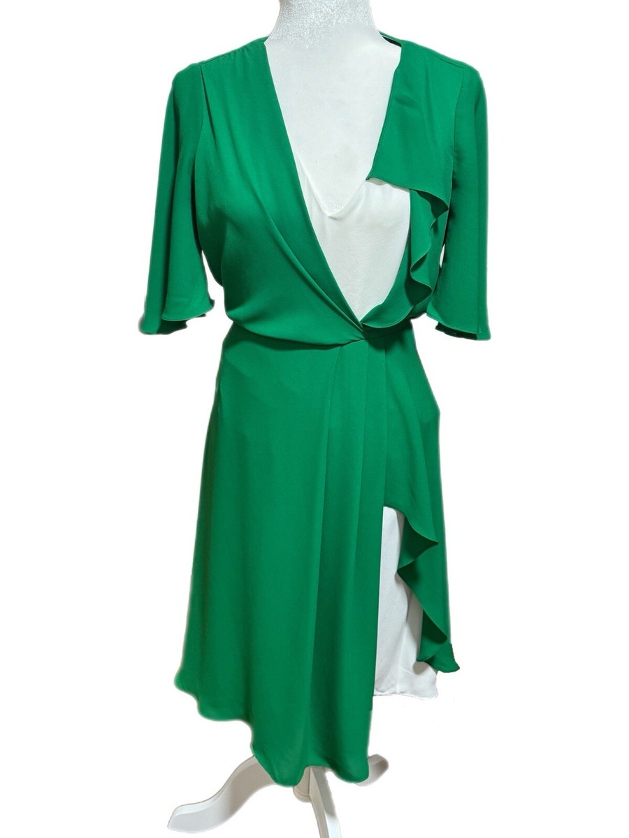 BCBG MAXAZRIA Kelly Green & Ivory Dress XS Flowy Holiday Party | eBay