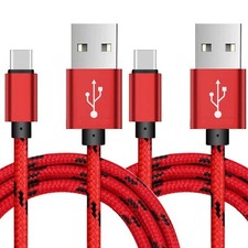 2-Pack Braided USB C Type-C Fast Charging Data SYNC Charger Cable Cord 3/6/10FT