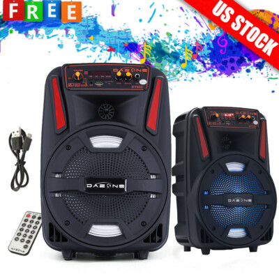 8'' Portable Bluetooth Party Speaker USB Battery Powered FM AUX Player Wireless