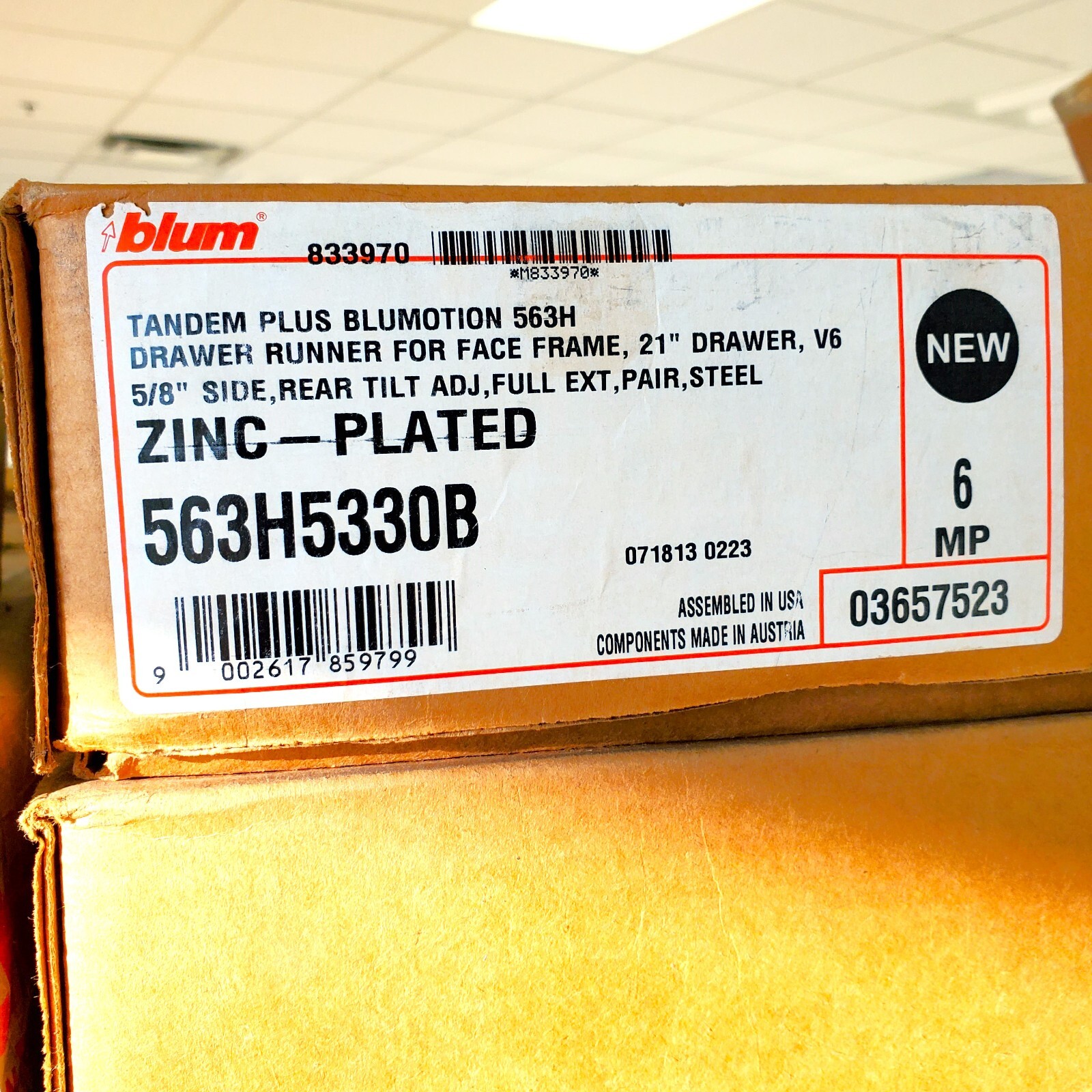 [PAIR] Blum 563H5330B BLUMotion 21" Self-Close Undermount Drawer Slide 100lb NEW