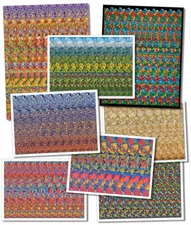 Set of 8 Hidden 3D Stereogram llusion Posters 