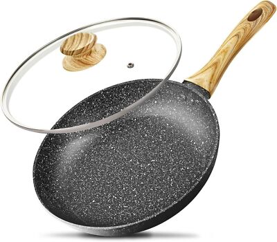 10 Inch Frying Pan with Lid Nonstick Frying Pan w/ Healthy Granite Coating B090
