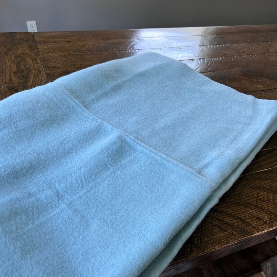 NEW Vintage Chatham Blanket Satin Trim Blue 72" x 90” Beautiful eBay