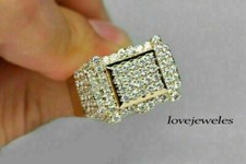 14K Yellow Gold Over 2CT Round Lab-Created Diamond Men's Engagement Wedding Ring