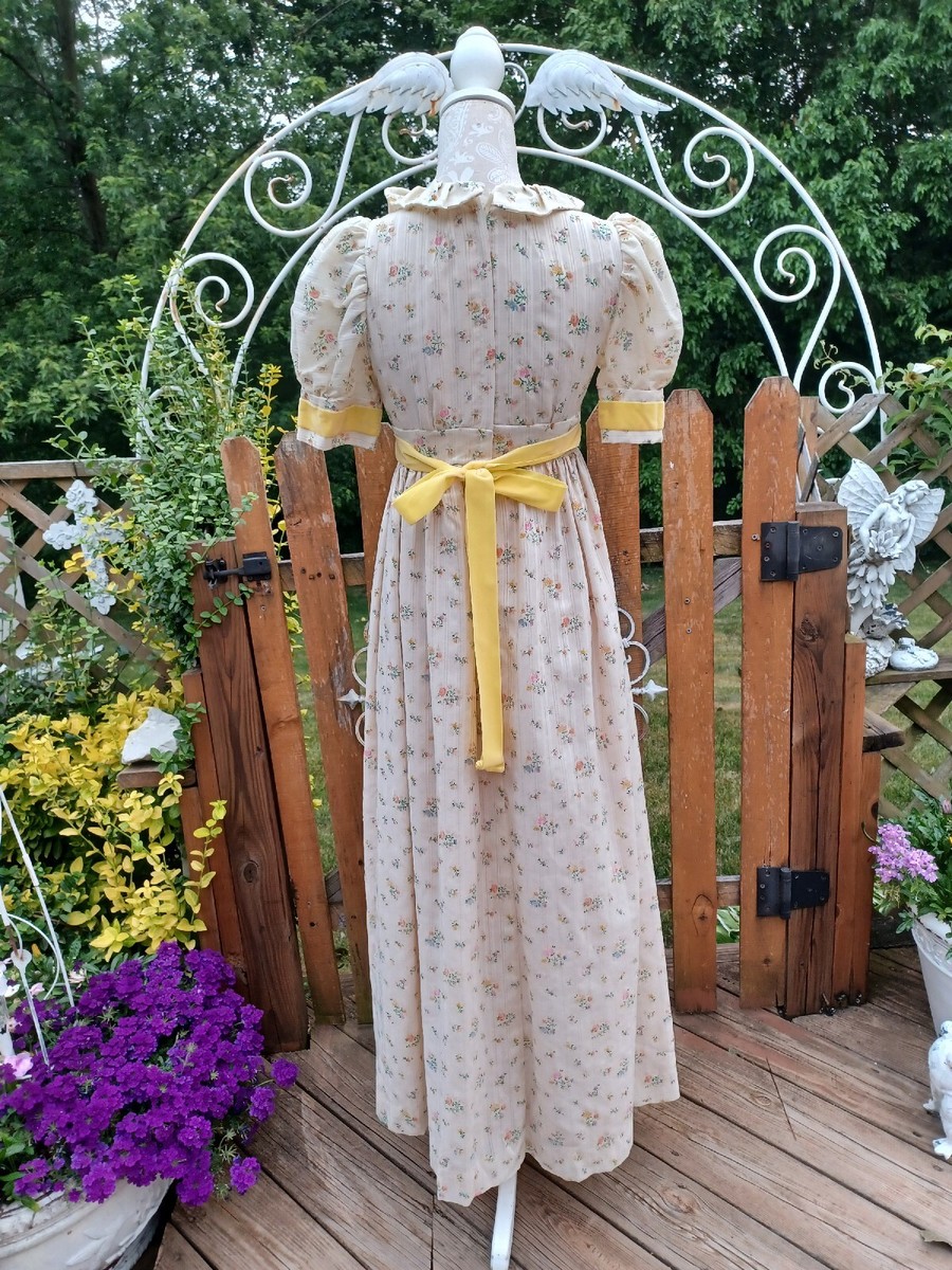 empire dress True Vintage Mid-century 1960s Cottage Core Maxi Dress Empire Waist MCM  Prairie