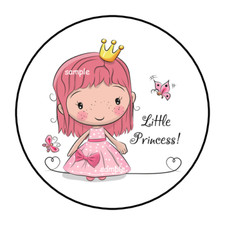 30 CUTE LITTLE PRINCESS STICKERS ENVELOPE SEALS LABELS 1.5" ROUND PARTY FAVORS