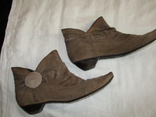 Stiefeletten Schuhe Gr 40/41 Leder Wildleder braun schlamm außergewöhnliche Form - Bild 3 von 11