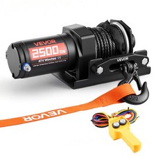 Vevor 2500 Lbs Electric Winch Atv Utv 12v Synthetic Rope Wired Remote Control