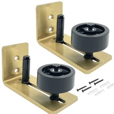 Gold Barn Door Floor Guide 2-Pack Hardware Kit Adjustable Width Sliding Hardw...