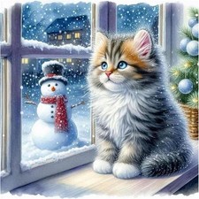 Cat Diamond Art Kits for Adults - Snowman Diamond Painting Kits for Adults Begin