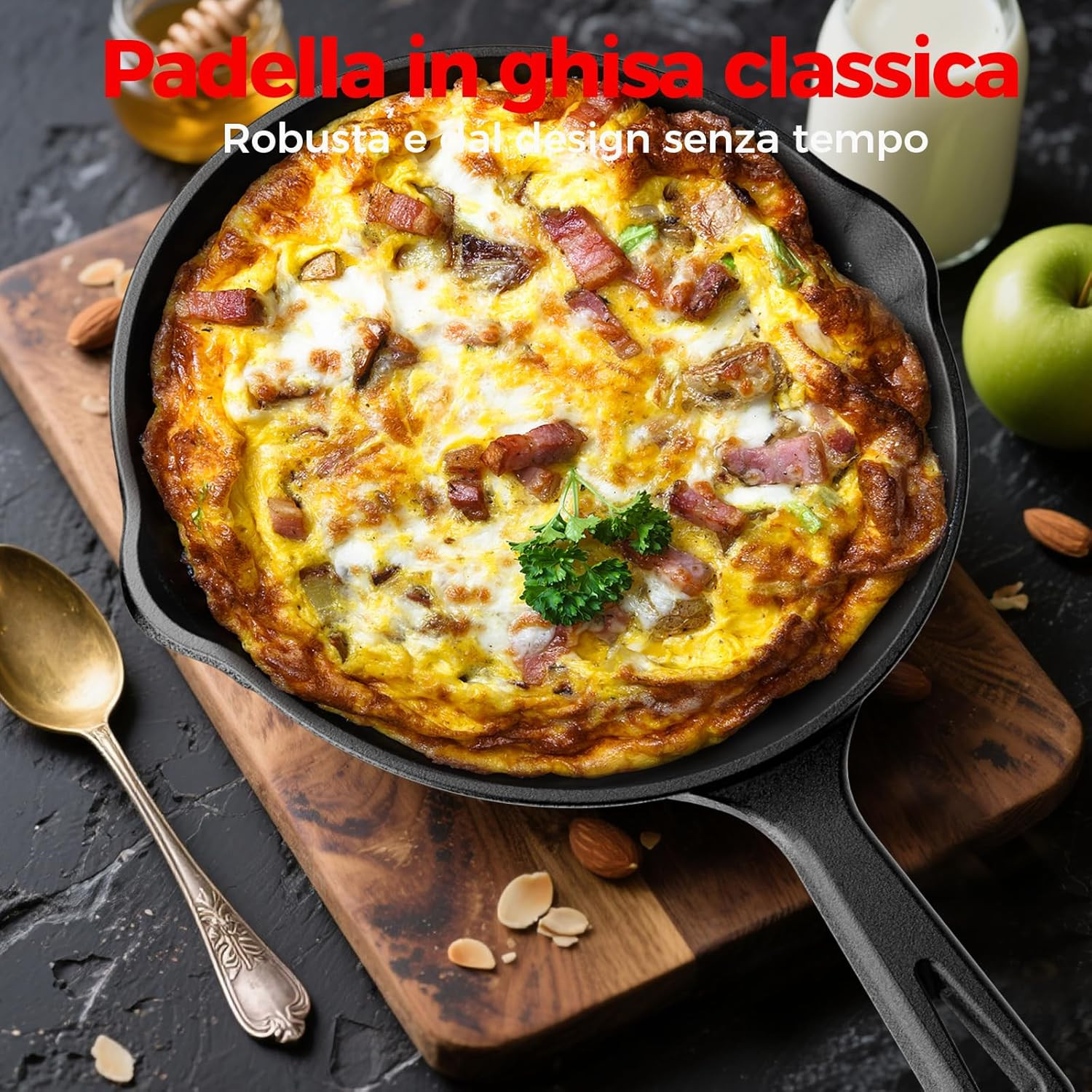 Mini Padella in Ghisa 20 cm - Pentola Uova per Forno e Barbecue - 4