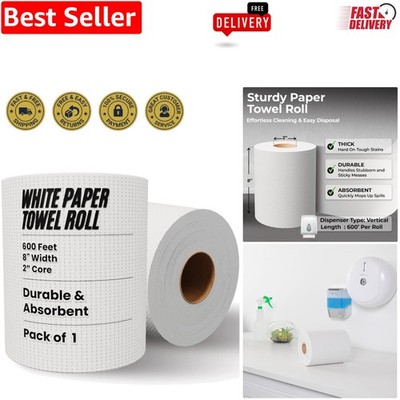 Embossed White Paper Towel Roll 600ft - Soft Touch, 2in Core for Dispensers
