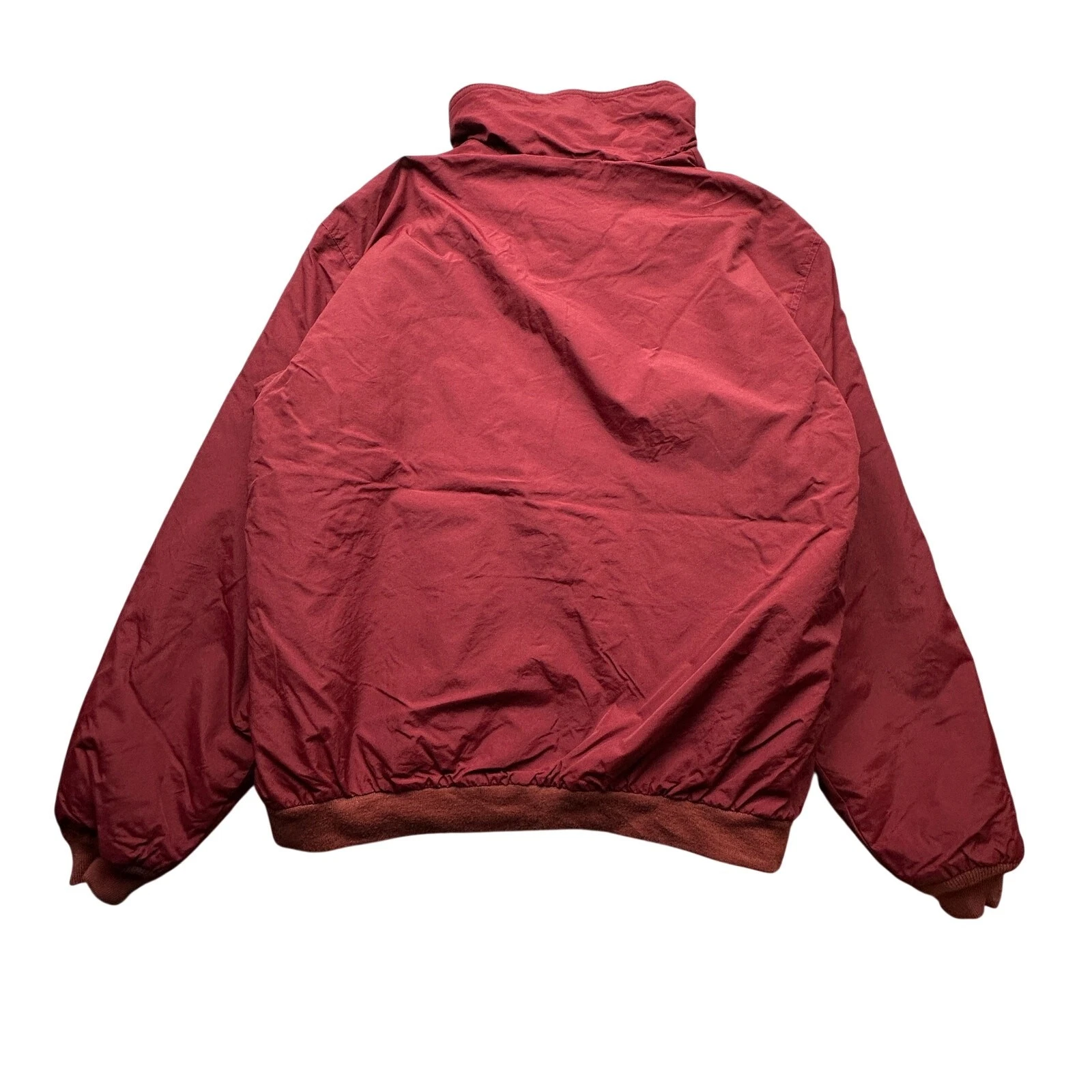 LL Bean 205107 Warm Up Fleece Lined Jacket Mens Large Red Pockets Thinsulate