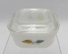 4" Anchor Hocking Glass Fire-King Biscayne Square Refrigerator Dish & Lid